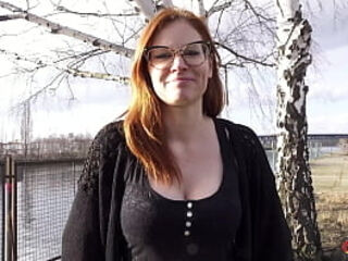 GERMAN SCOUT - Glasses Ginger Redheadh MILF Mona Einhorny First Time Porn at Hard Casting