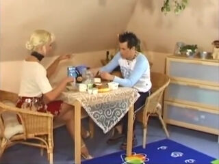 Skinny mature german blonde slut whore seduces young man