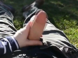 Backyard Handjob and Orgasm with German MILF