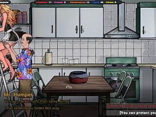 The landlord looks up Jenny&#039_s skirt as she dusts the refrigerator.