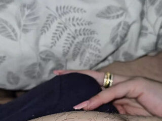 Step mom hand slip on step son underwear touching his cock