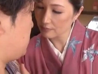 Japanese Step mother Fucking In Kimono with Step son