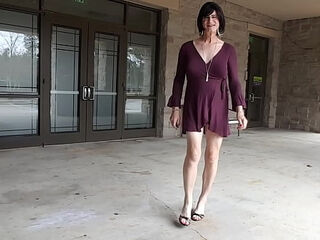 Elena in Her New Short Dress Without Hose