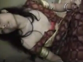 Desi three red saree sexy wife honeymoon