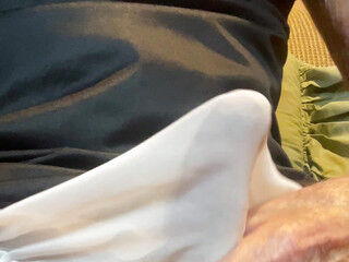 Black slip and white panties