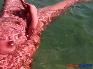 Naked Swimming MILF at the Beach