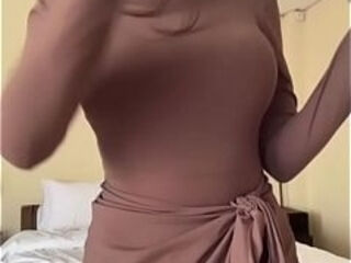 Stepmom with big tits in a beautiful dress
