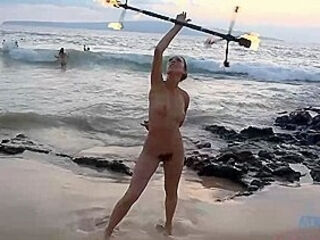 Jade Nile And All Nude - She Puts On A Show For All At The Nude Beach