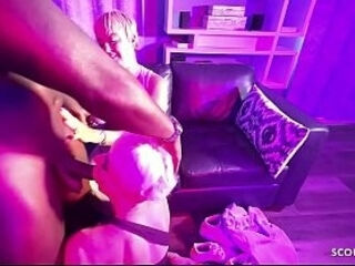 Slim big Tits Granny caught Curvy Mature Friend sucking Black Cock and Join in Interracial FFM 3Some