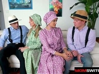 Horny Stepmoms Show Their Stepsons What An Amish Wife Can Do By Sucking And Riding Their Dicks