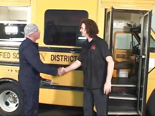 Blonde teen banged by bus driver in vintage video